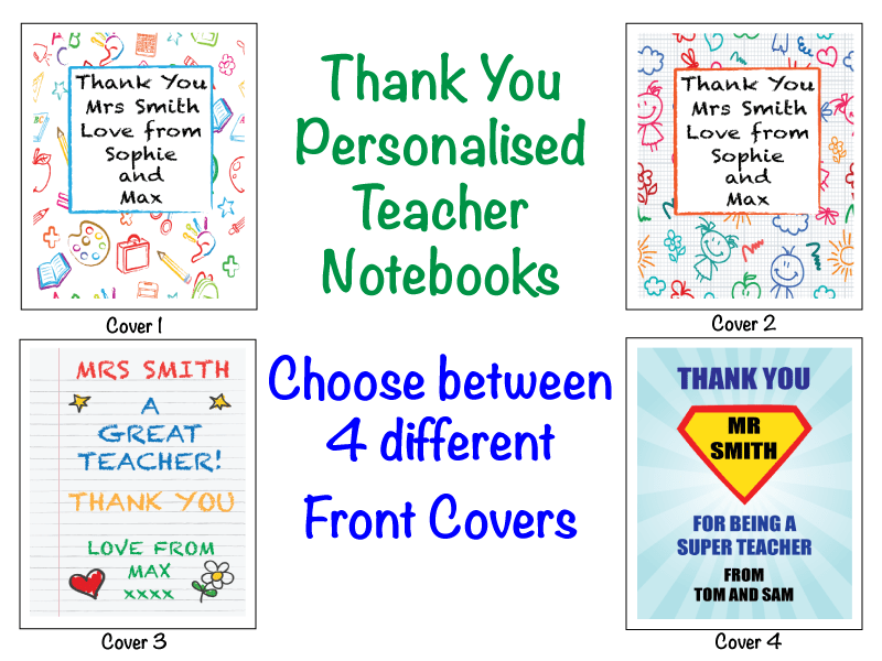 Thank You Personalised Teacher Notebook Gift