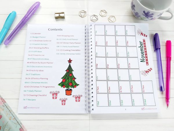 Christmas Planner Notebook- Contents and Calendar