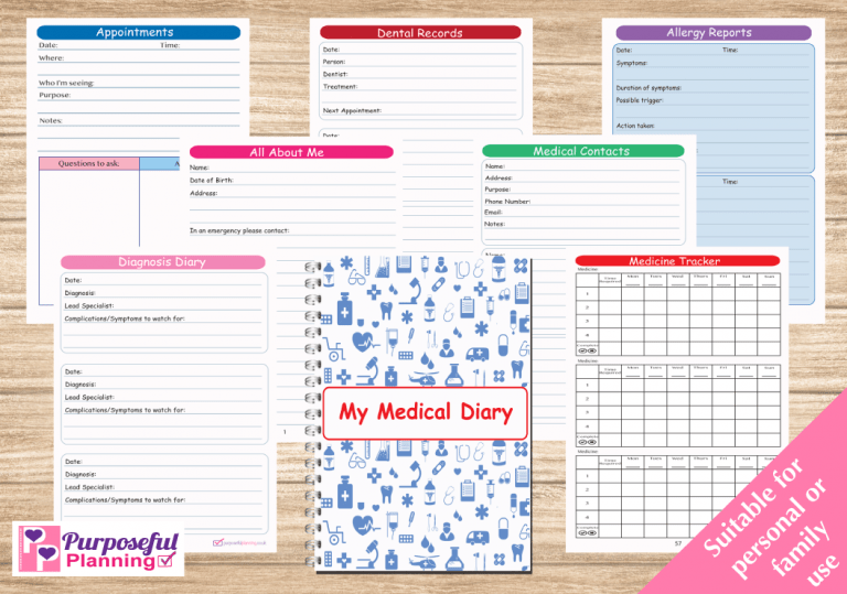 Personal Family Health Medical Diary Planner