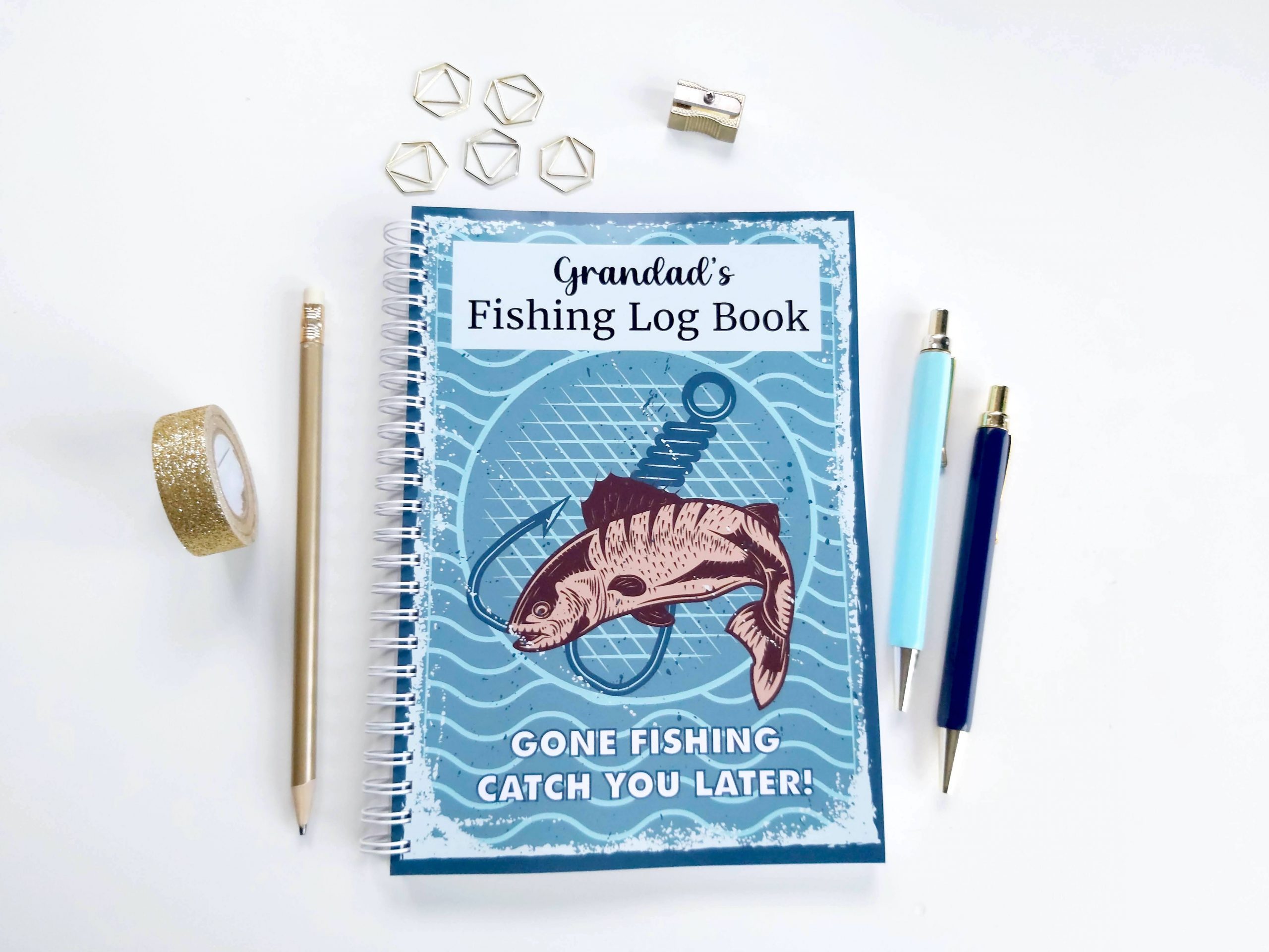 D A5 Personalised Fishing Diary/ Fishing Journal Anglers Log Book & Diary 