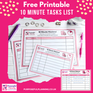 Free Printable 10 Minute Tasks List - 1-1