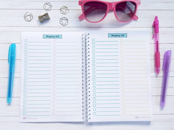Holiday and Travel Planner Notebook Shopping List Page