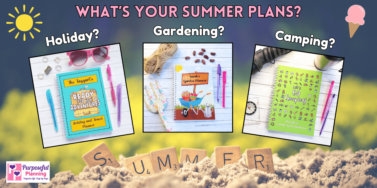 Summer Holidays Website Banner Purposeful Planning's Planners and Diaries